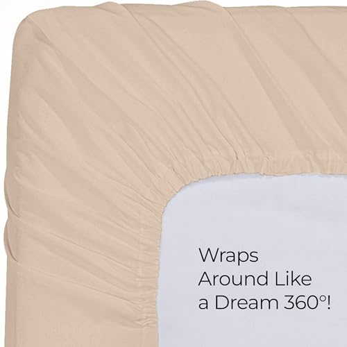 Image of Utopia Bedding Twin Fitted Sheets - Bulk Pack of 2 Bottom Sheets - Soft Brushed Microfiber - Deep Pockets - Shrinkage & Fade Resistant - Easy Care (Twin, Beige)