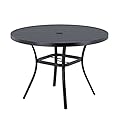 VICLLAX Round Patio Table with Adjustable Umbrella Hole, All Weather 42"x 28" Outdoor Round Dining Table for Lawn Garden Backyard, Black Round Outdoor Coffee Table