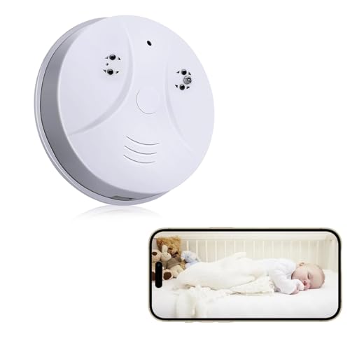 WJXING HD 1080P Smoke Detector Camera Nanny Cam with Motion Detection Indoor Wireless Surveillance for Home Security/Office