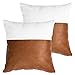 HOMFINER Dekorative Kissenbezüge aus Kunstleder und 100 % Baumwolle, für Couch, Bett, Sofa, 45,7 x 45,7 cm, 2 Stück, moderne Wohnkultur, Akzent für Schlafzimmer, Wohnzimmer, Cognac Braun Weiß