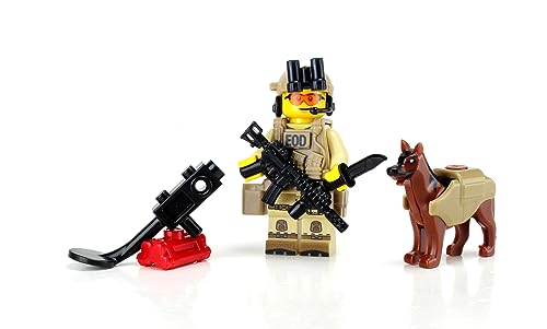 Battle Brick Collectible EOD Explosive Ordnance Disposal Specialist K9 Custom Minifigure | Genuine Military Minifig | Packaged in The USA | 1.6 Inches Tall | Great Gift for Ages 10+ to Adult AFOL