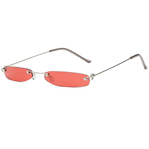 Armear Fashion Rimless Narrow Small Rectangle Sunglasses Clear Colored Lens2