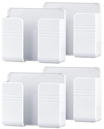 Image of EDNITA Mobile Phone Charging Stand | Phone Stand with Self Adhesive Phone Holder for Shower, Multi-Functional Storage Holder, Bedside Fixed Rack, Bedroom, Office Accessories (Pack of-4 White)