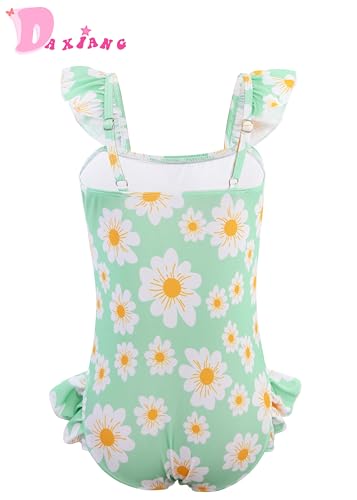 Image of DAXIANG Girls One Piece Ruffle Strap Swimsuit Quick Dry Mermaid Swimwear Beach Sport Bathing Suit for Toddler Kids 4-11 Years