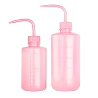SKYPRO 500ml plastic veiligheidswasfles, roze lab sproeifles met smalle mond en schaallabels, spuitfles voor het bewateren van planten, bloemen en vetplanten - 2 verpakkingen