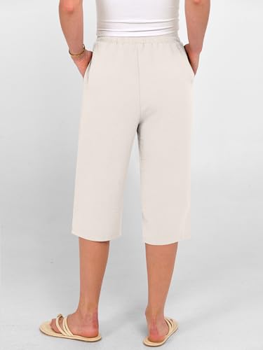 Image of ANRABESS Womens Wide Leg Capri Pants Elastic Waist Casual Loose Lounge Trousers 2026 Summer Flowy Beach Vacation Clothes