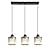 ROCUNSI 3 Light Pendant Lighting for Kitchen Island, Black Hanging Light Fixture for Ceiling, Farmhouse Dining Room Lights for Bedroom, Hallway, Modern Glass Chandelier, E26 Base, Bulbs Not Included