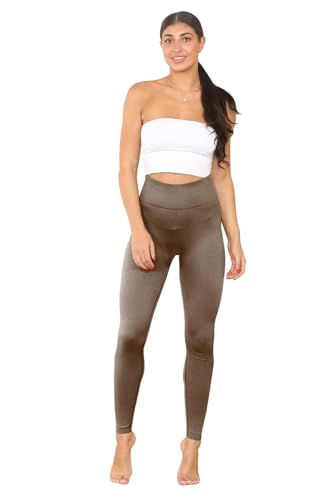 Leggings côtelés sans couture taille haute moka effet sculptant premium