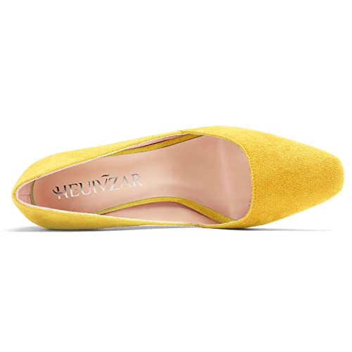 HEUIVZAR Pumps for Womens Closed Square Toe High Stiletto Heel Slip On Suede Comfort Dress Shoes 3 Inch4