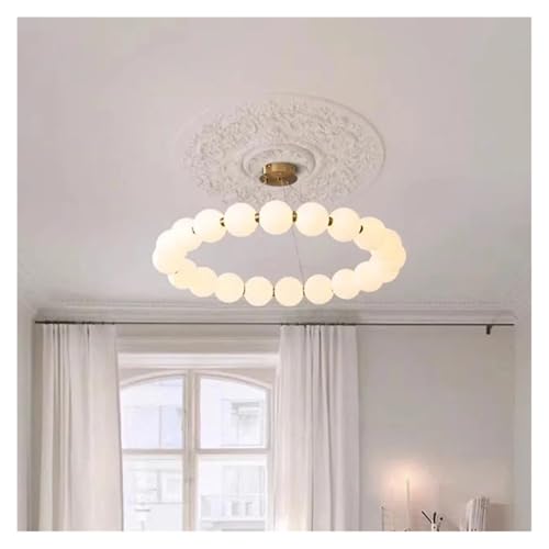 Lampe suspendue scandinave 60cm avec lustre LED dimmable et télécommande pour salon