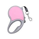 FIXOSHEE Correa Retráctil para Perros Pequeños y Medianos con Freno y Bloqueo Automático Correa Extensible Telescópica Rosa Cinturón de Tracción para Entrenamiento de Mascotas