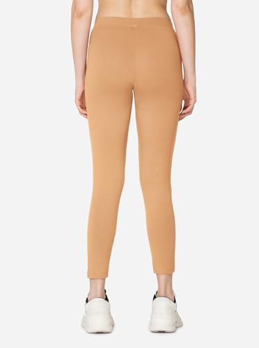 Image of VSTAR PL02 Women Ankle Length Stretchable Slim Fit Leggings with Secured Side Pocket | Moisture-Wicking | Soft Waistband & Cotton-Elastane Fabric | XXL | Cinnamon