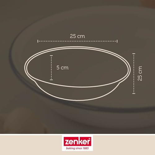 Zenker Enamel Round Pie Dish, Vintage Design, Suitable for Oven and Stove, Dishwasher Safe, Oven Tray, Enamel Cookware, Traditional Pie Tin, 25x25x5cm Colour, White and Blue - Image 4