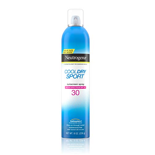Neutrogena CoolDry Sport Sunscreen Spray, with Broad Spectrum SPF 30 UVA/UVB Protection, Sweat- & Water-Resistant, Lightweight Oxybenzone and PABA-Free Sunscreen Spray, Oil-Free, 8 oz