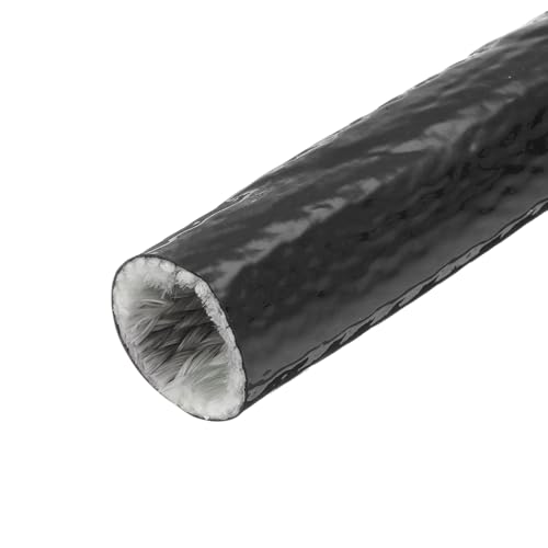Image of MECCANIXITY 1-3 /16 inch ID 10ft Heat Shielded Fire Sleeve Silicone Coated Fiberglass Tape, for Automotive Hose Lines Wires Electrical Wiring, Black