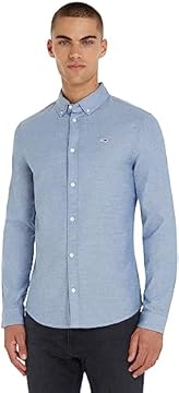 Tommy Jeans Tjm Slim Stretch Oxford Shirt Dm0dm09594, Camicia Uomo, Blu (Twilight Navy), M