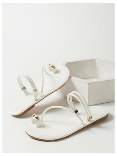 Image of Verdusa Women's Metallic Open Toe Ring Sandals Summer Strappy Flat Sandals