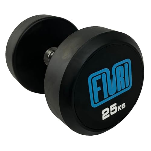 FIURI Mancuerna Redonda, Pesas para Ejercicio en Casa o Entrenar en Gimnasio, para Crossfit, Musculación y Entrenamiento Funcional, Mancuerna para Fitness, Hit - 25 Kg