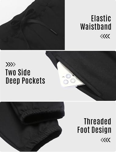 PINSPARK Men's Fleece Sweat Pants Joggers Cuffed Sweatpants Warm Cotton Baggy Sweatpants with Waist Elastic4