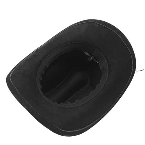 Image of Western Cowboy Hat for Women Men with Band Wide Brim Suede Cowboy Cowgirl Hat Western Style Hat