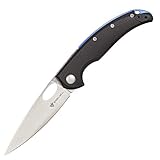 Steel Will Knives Sedge F19M-10: 3.4' D2 Drop Point Satin Folding Blade, Liner Lock, Black G10 Handle, Blue Alu Spacer