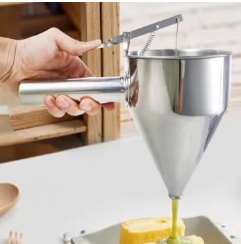 Funnel Cake Dispenser Piston Funnel Pancake Batter Dispenser with Stand Cupcake Batter Pourer Kitchen Gadget for Cake Baked