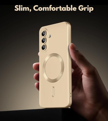 Image of DIZORO Samsung A27 5g Case, Compatible with Mag Safe Back Cover, Matte Luxury Metallic Luster Flexible TPU Wireless Charging Shockproof Case with Camera Protector Lens - Desert