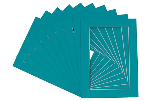 Pack of 25 Acid Free 20x28 Mats Bevel Cut for 16x24 Photos - Teal Blue Precut Matboards With Backing Boards and Clear Photo Mat Bags For Pictures, Photos, Framing - 4-ply Thickness