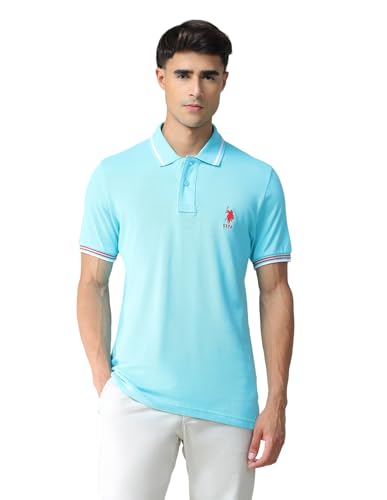 Image of U.S. POLO ASSN. Solid Slim Fit Polo T Shirts for Men - 100% Cotton, Half Sleeves Mens Tshirt
