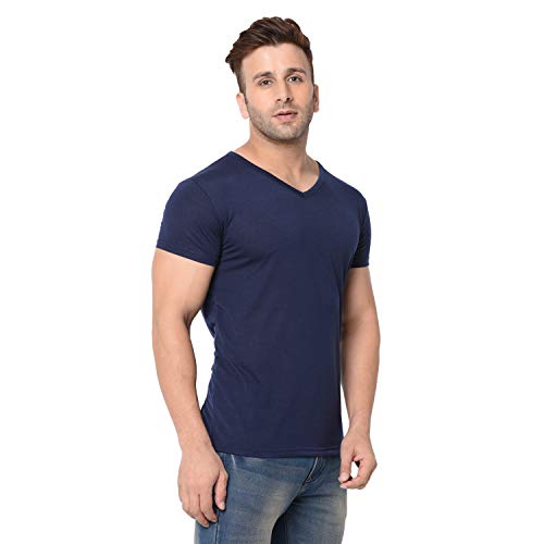 Image of Men's Cotton Blend Half Sleeve V Neck Tshirt