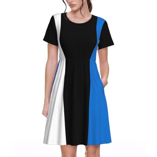 Robe d'été mi-longue EdWal manches courtes légère motif Estonie