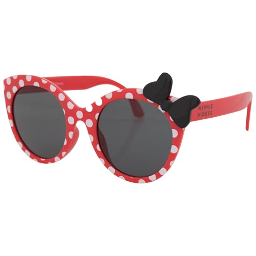 Adult Red Polka Dot Minnie Mouse Sunglasses with Black Bow and Red Arms, Disney Accessories for Men and Women, One Size
