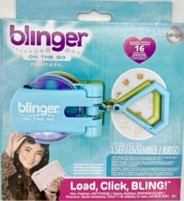 blingerOn The Go Mini Starter Kit – Kind (Blue) | 80 Rhinestones | Hair Styling Tool | Hair-Safe – Bling in Brush Out