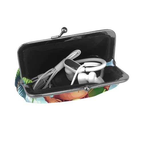 Pu Leather Buckle Coin Purse Christmas-Santa-Summery-Surf Girls Kiss-Lock Change Purse Wallets4