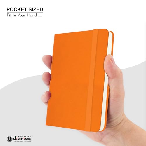 Image of Jhingalala Diaries - Hardbound Leather Cover Pocket Size Corporate Executive Diary Notebook I Pocket Diary For Men and Women I A6 Size I 80gsm Paper I 192 Ruled Pages (Orange)