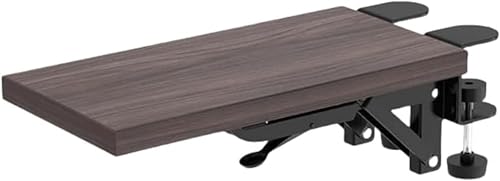 【人間工学デザイン】折り畳み式キーボードトレイ|スライド式クランプ(幅 150mm× 長 300mm) 肘アームサポート・疲労軽減 天然素材・穴なしインストール デスクトップ拡張テーブル ウォールナット色 (ウォールナット色)