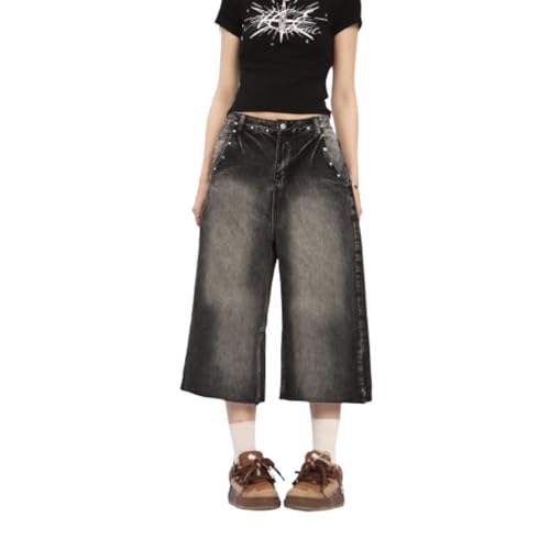 QJK Streetwear Pants Y2K Jorts Baggy Jorts Vintage Jean Shorts