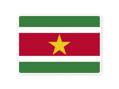 Sticker drapeau SURINAME surinamais 10cm(S) - 28cm(XL) autocollant bord blanc (taille S : 10cm x 7cm)