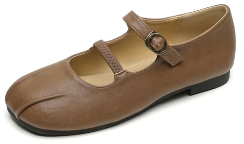 Niction Women's Flat Shoes Ballet Flats Round Toe Double Strap Soft Work Slip on Comfortable Dress Shoes for Work Wedding Dressy