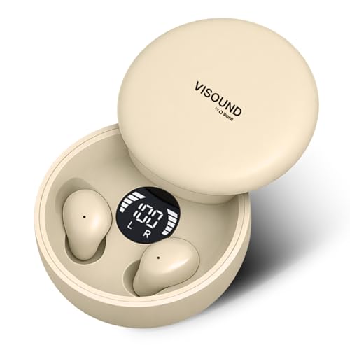 VISOUND VionB Air Invisible Earbuds Wireless Bluetooth 5.4 for Small Ears Mini Tiny Ear Buds IPX5 Waterproof Sound Isolating Fit ENC Mic for Clear Calls Discreet in-Ear Headphones (Beige)