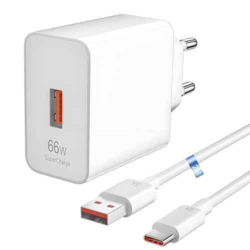 66W SuperCharge Caricabatterie per Honor Magic 6 Lite 200 Lite 90 Lite X8a X8b,66W Caricatore Rapido con 6A Cavo USB C 2M USB C Adattatore di alimentazione per HONOR 90 70 Lite X9b per HONOR Magic 6