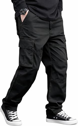 Image of MiraMichi Men's Relaxed Fit Solid Pattern Cotton Cargo Pant with 6 Pocket Button Down Closure Type and Standard Length | Six Pockets Cargos Pant's |Bonkers Joggers for Men