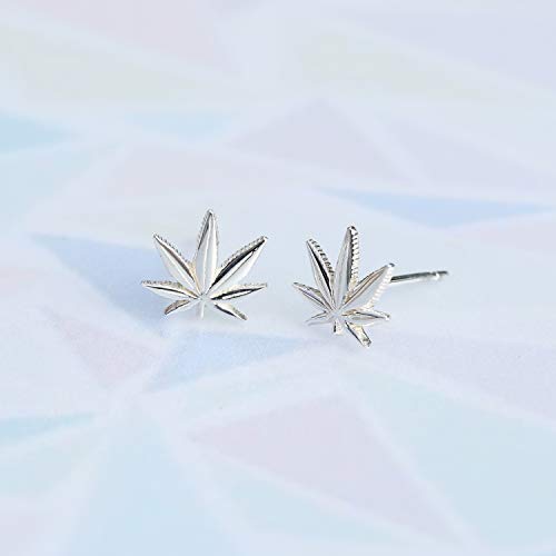 Boma Jewlery Sterling Silver Marijuana Pot Weed Cannabis Leaf Stud Earrings4