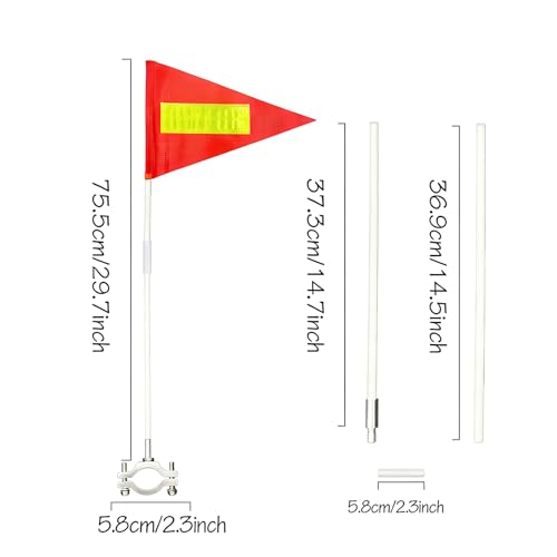 Bandera de ATV con poste ajustable y reflectante impermeable para seguridad en bicicleta 5
