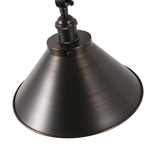 Image of 10 Inch Large Cone Vintage Adjustable Swing Arm Bronze Wall Sconce Antique Brass Sconce Light Aged Brass Industrial Wall Light Fixture for Kitchen, Living Room, Hallway, Office (Bulb Included)