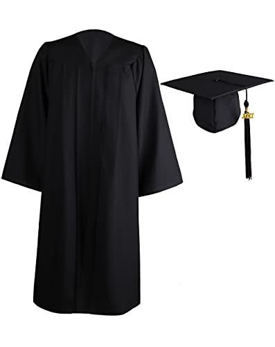 GradClassical Unisex Matte Graduation Gown Cap Tassel Set 2022 for High School and Bachelor (Black 42 (4 9 -4 11 ))