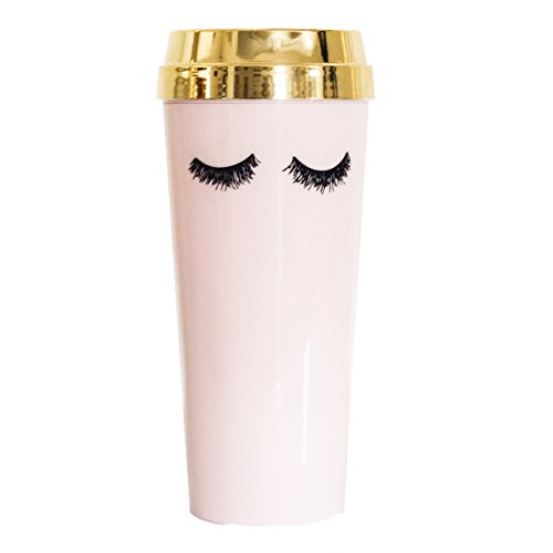 Sweet Water Decor Eyelashes Plastic Travel Mug with Lid, Cute Commuter Coffee Tumbler, 16oz Double-W