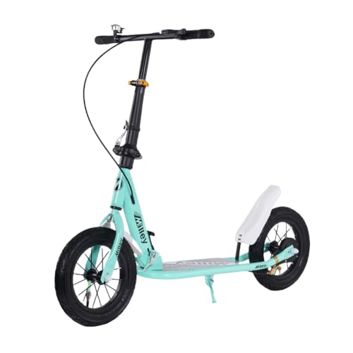 TAYTHI キックスクーター/折りたたみ式/ディスクハンドブレーキ付き/極幅車輪/大人通勤/レジャー/移動/1秒折りたたみ/子供用スクーター/青少年衝撃吸収スクーター/非電動 (グリーン)