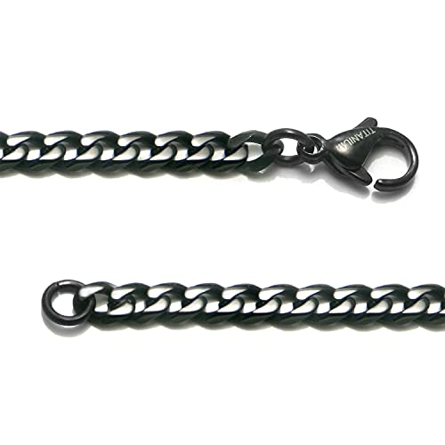 Black Titanium 4MM Curb Chain Link Necklace3