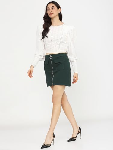 Image of Tokyo Talkies Women's Straight Fit A-Line Skirts | Strachable Skirts| Mid-Rise| Women Skirt | Skirt for Women